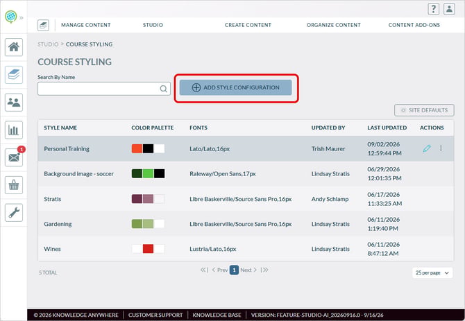 Add Style Configuration