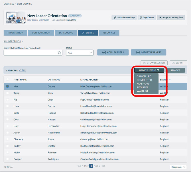 Enrollee Manage Status
