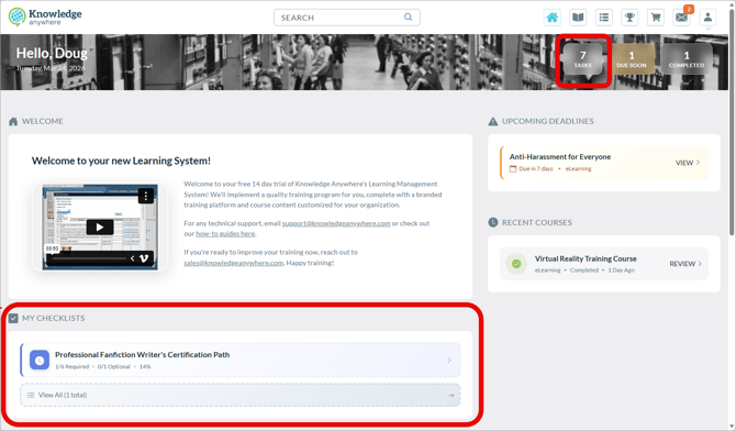 Home page - Checklists