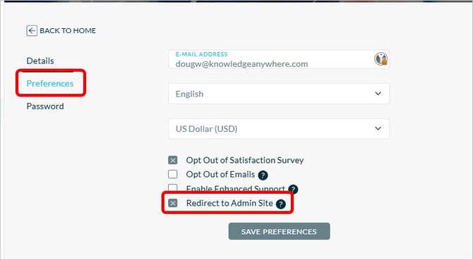 Redirect to Admin Site