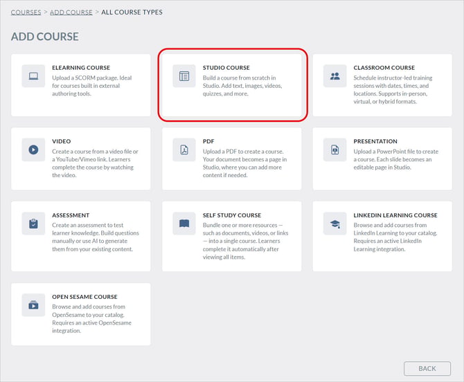 Select Studio Course